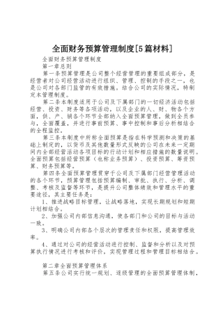 全面财务预算管理规章制度细则[5篇材料]