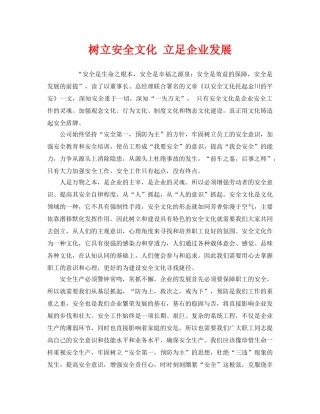 《安全文化》之树立安全文化 立足企业发展 