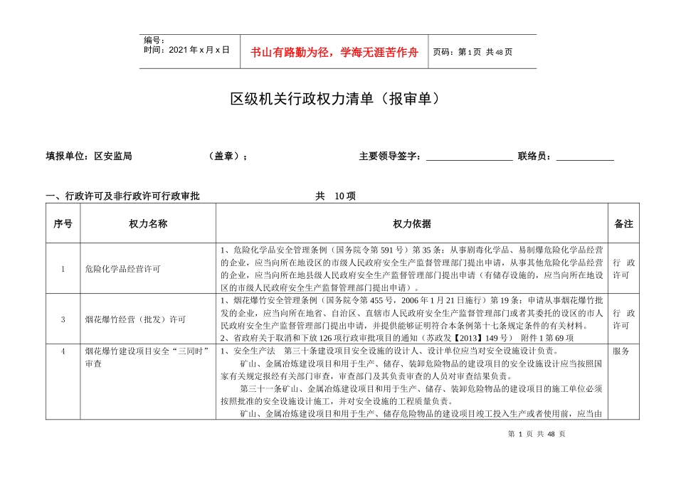 海州区安监行政权力清理(送审版)_第1页