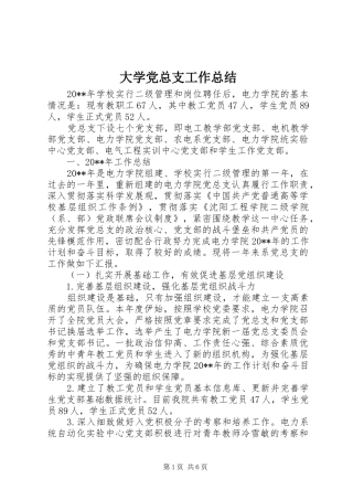 大学党总支工作总结