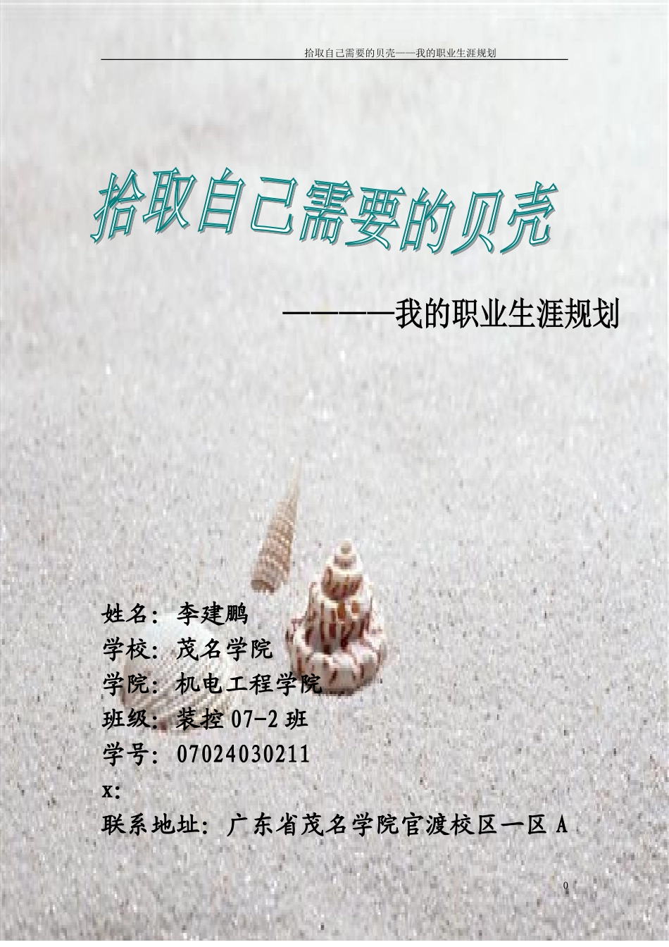 拾取自己需要的贝壳—职业生涯规划_第1页