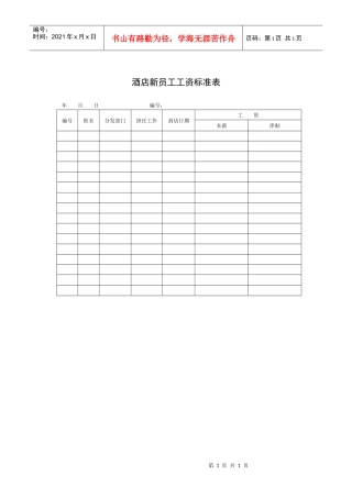 酒店新员工工资标准表