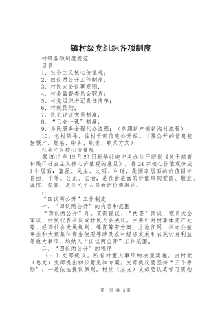 镇村级党组织各项规章制度细则