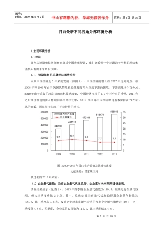 目前最新外部环境不同视角分析