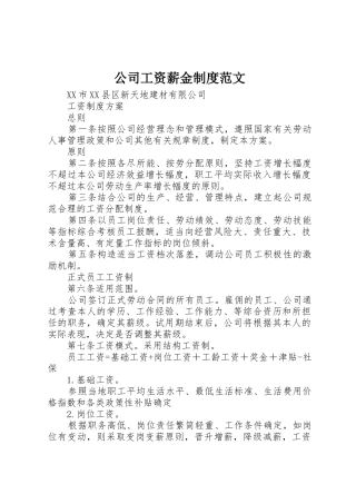 公司工资薪金规章制度细则范文