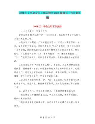 2024红十字会全年工作安排与2024级组长工作计划汇编