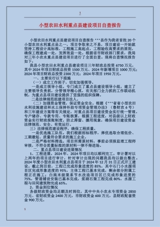 小型农田水利重点县建设项目自查报告