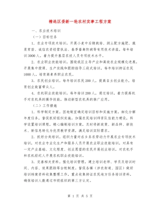 区委新一轮农村实事工程方案