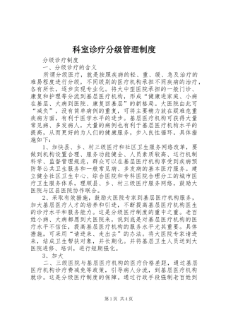 科室诊疗分级管理规章制度细则