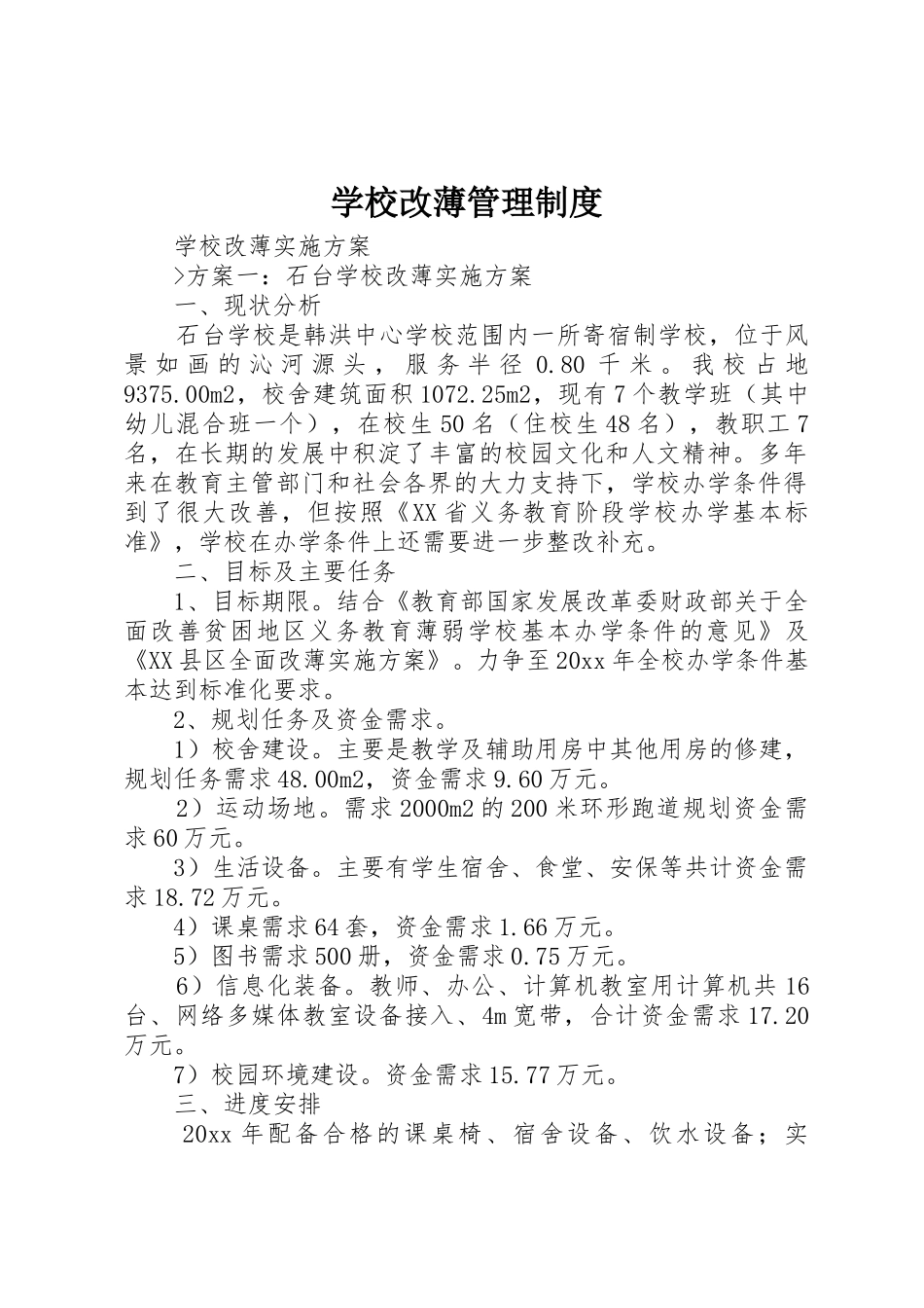 学校改薄管理规章制度细则_第1页