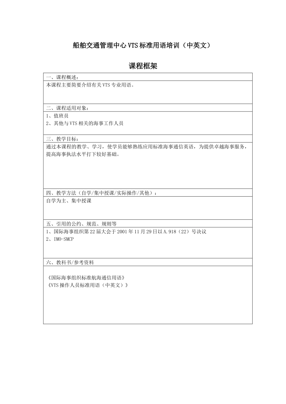 惠州VTS操作人员英语培训教材(中英文)_第1页