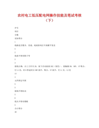 《安全教育》之农村电工低压配电网操作技能及笔试考核（下） 