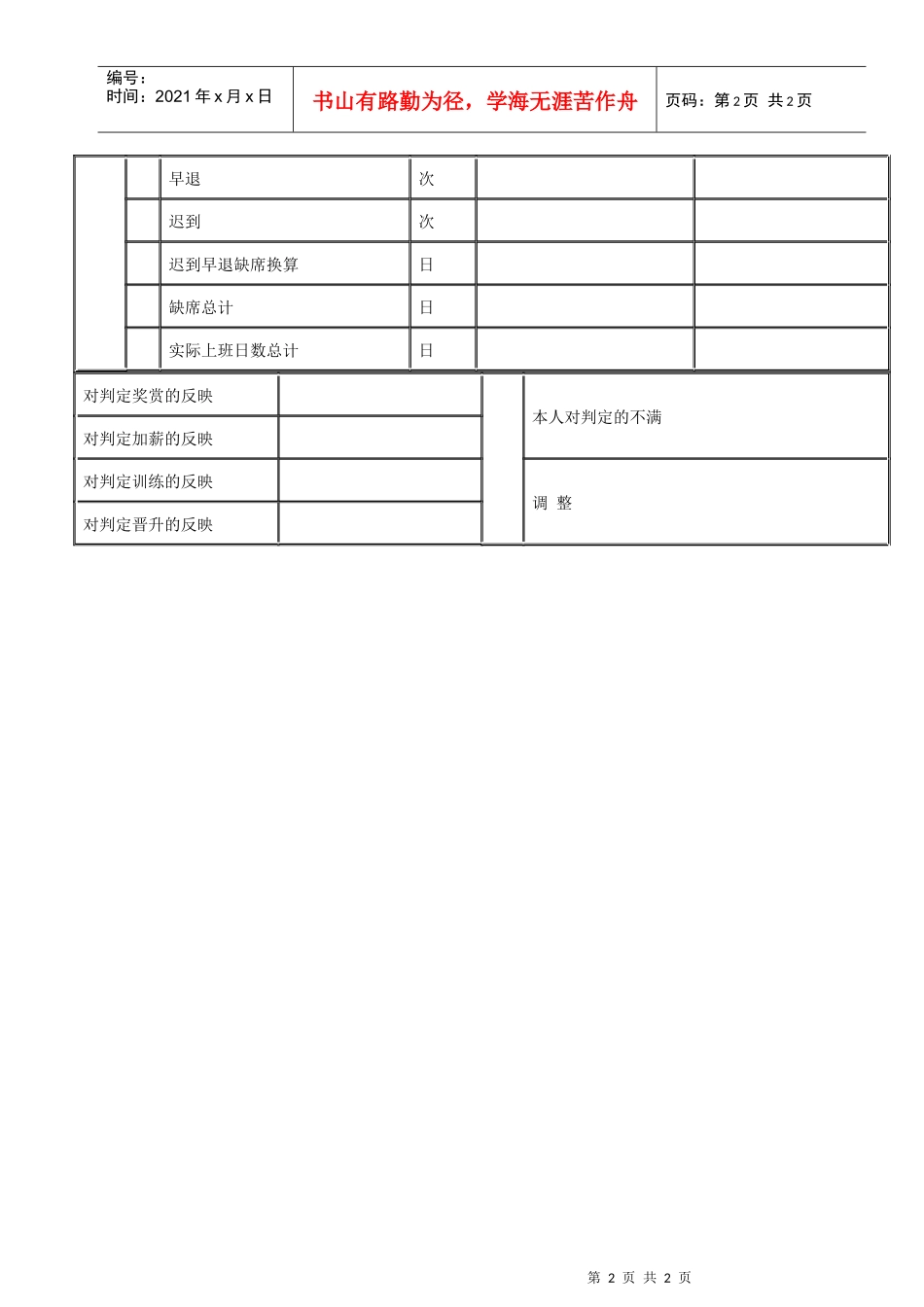 技术单位人事考绩表格（B）_第2页