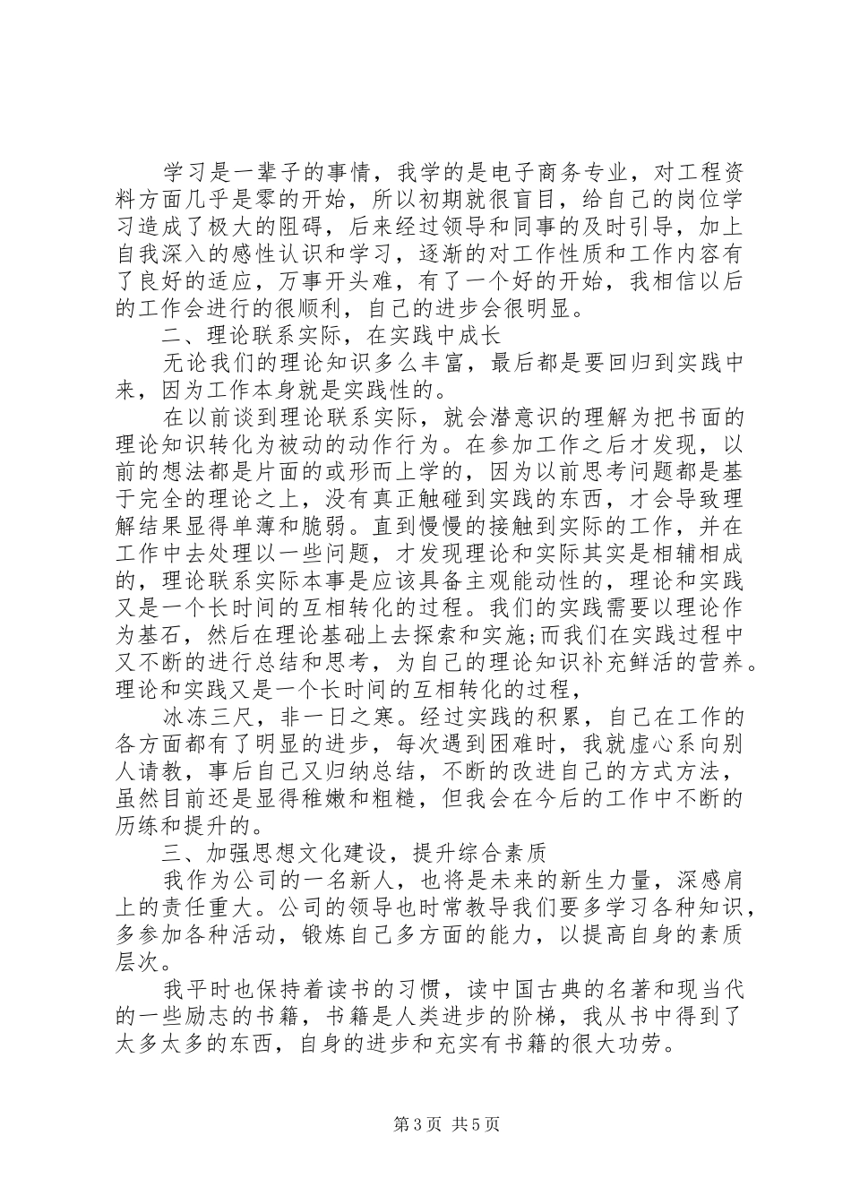 刚入职的工作总结_第3页