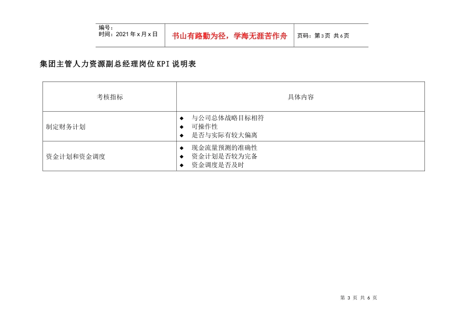 投资公司人力资源副总经理岗位kpi组成表_第3页