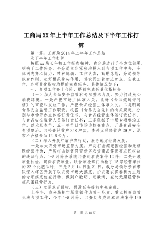 工商局XX年上半年工作总结及下半年工作打算