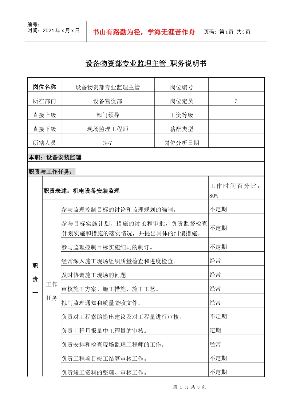 职务说明书(专业主管)._第1页