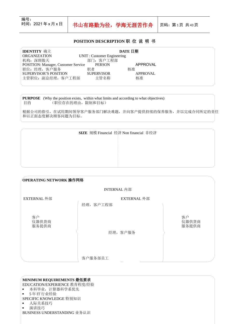 深圳傲天软件17个经典职位说明书_第1页