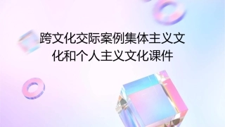 跨文化交际案例集体主义文化和个人主义文化课件
