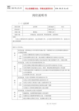 房地产公司部门岗位说明书（DOC24页）