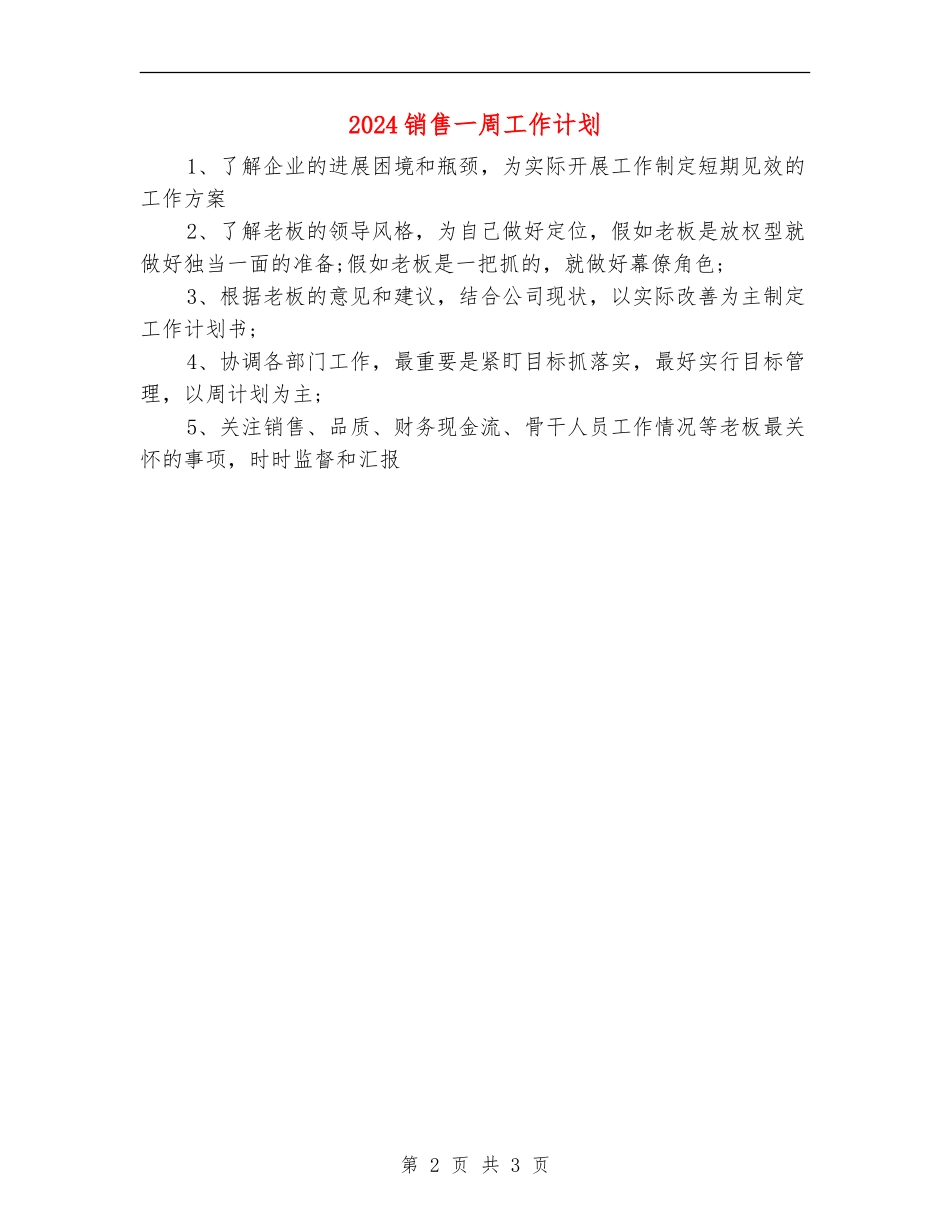 2024销售一周工作计划_第2页