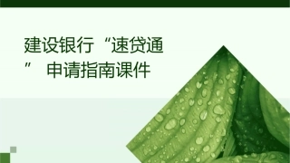 建设银行“速贷通”申请指南课件