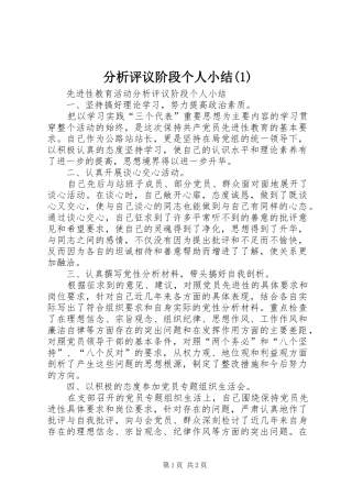 分析评议阶段个人小结(1)