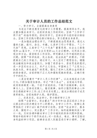 关于审计人员的工作总结范文