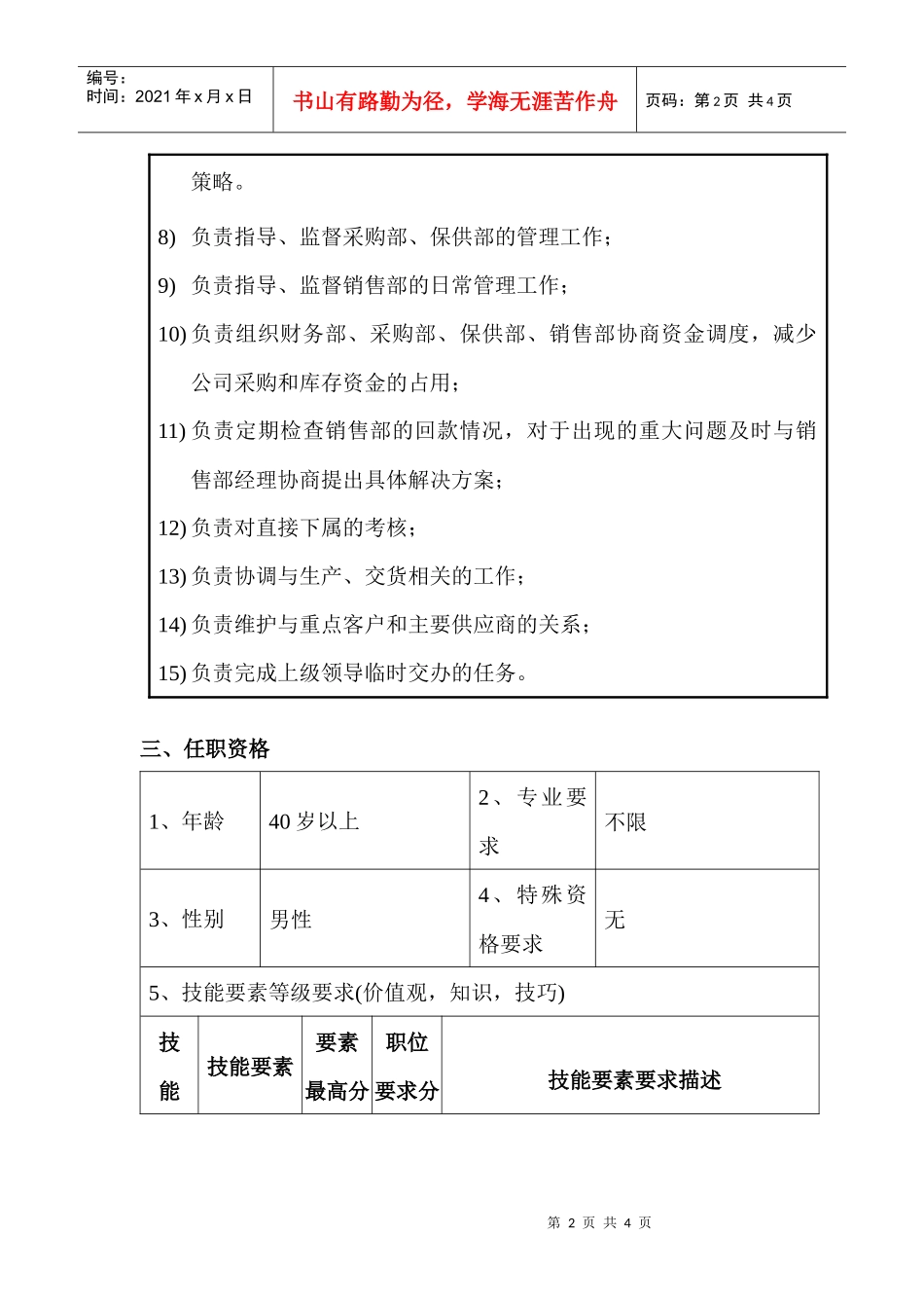 经营副总经理职位说明书_第2页