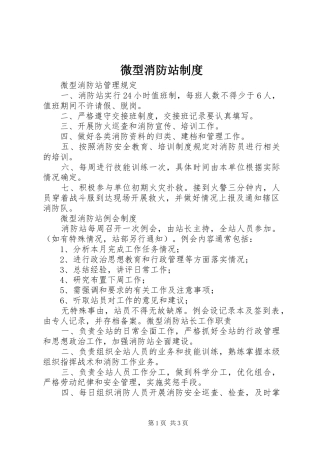 微型消防站规章制度细则