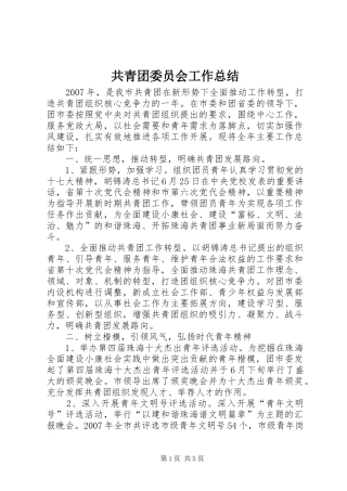 共青团委员会工作总结