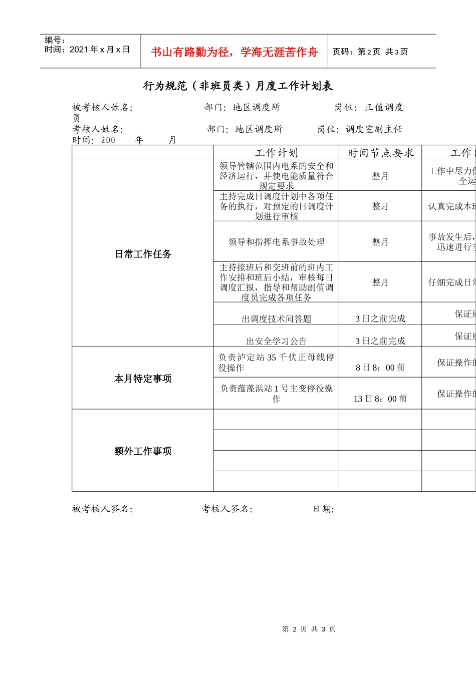 正值调度员行为规范考评表格_第2页
