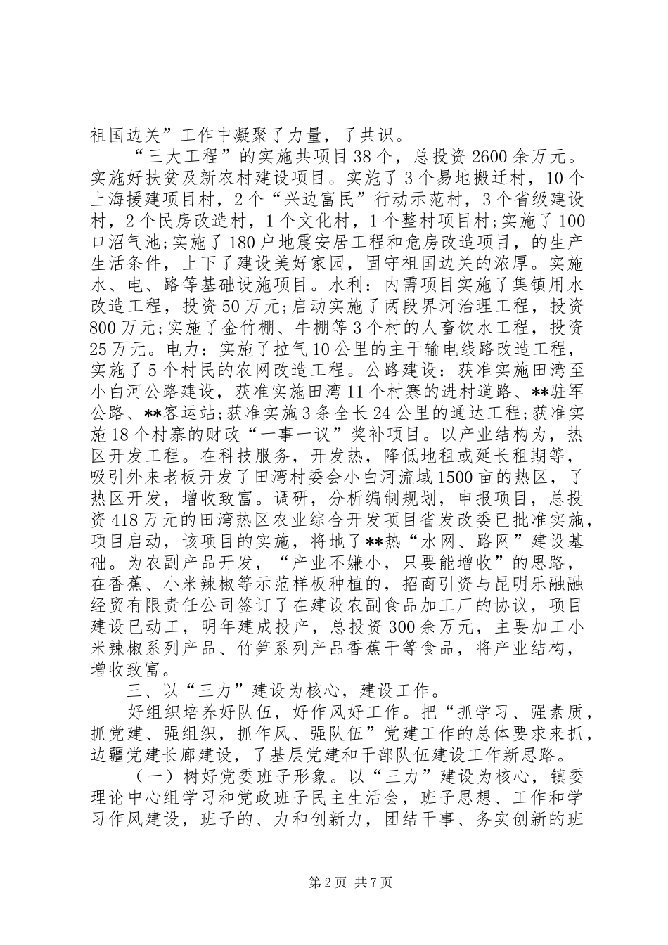 关于镇党委年度工作总结范文_第2页