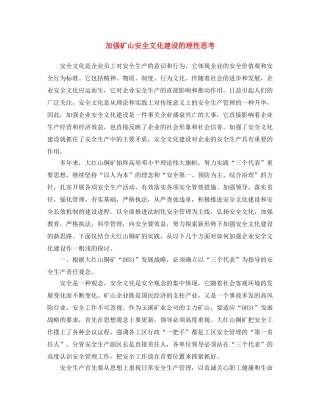 《安全文化》之加强矿山安全文化建设的理性思考 