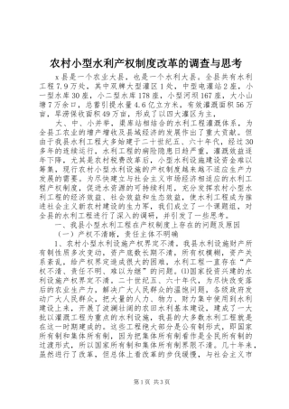 农村小型水利产权规章制度改革的调查与思考  (2)