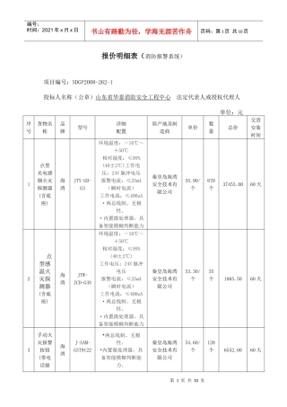 报价明细表（消防报警系统）