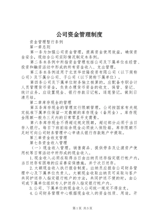 公司资金管理规章制度