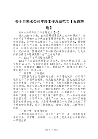 关于自来水公司年终工作总结范文【五篇精选】