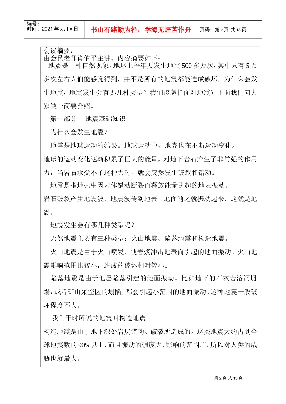 某某公司科普协会会议签到单与记录_第2页
