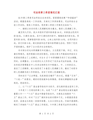 司法局第三季度情况汇报