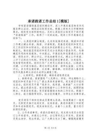 承诺践诺工作总结1[模版]