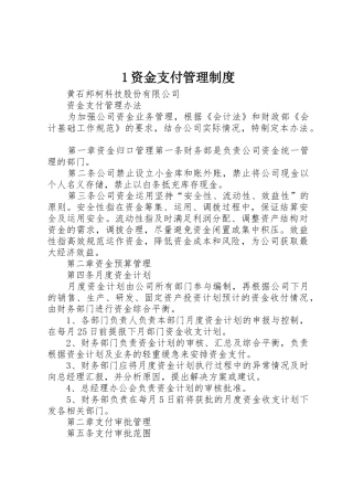 资金支付管理规章制度细则