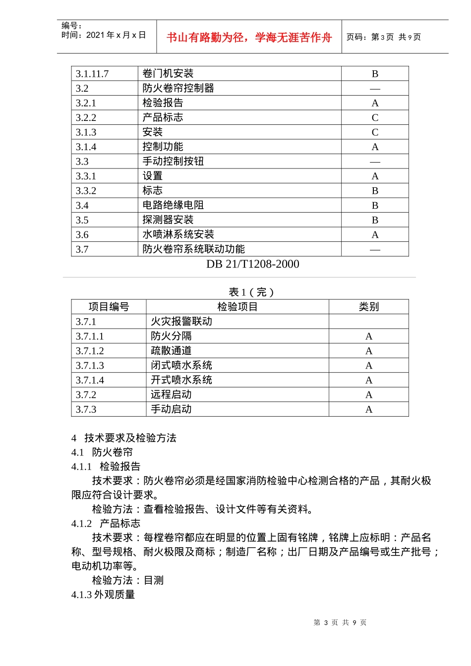 某省地方标准--钢质防火卷帘系统检验规程_第3页