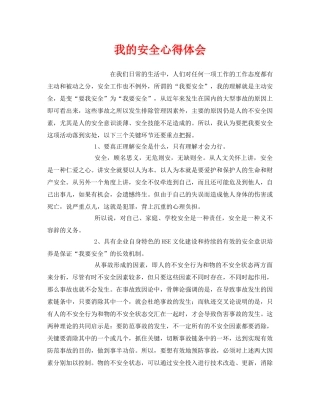 《安全管理文档》之我的安全心得体会 