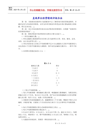 直线单位经营绩效考评办法