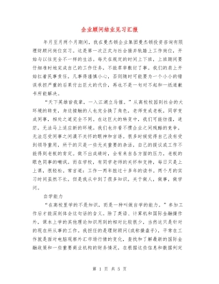 企业顾问结业见习汇报