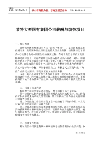 某某公司薪酬与绩效项目