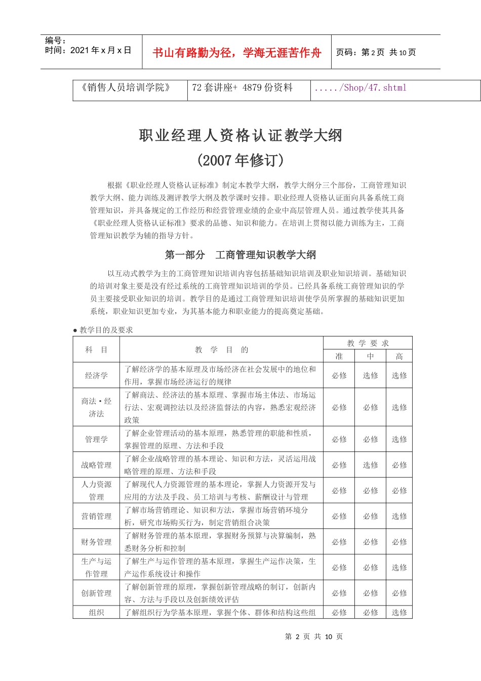 职业经理人资格认证培训课程体系_第2页