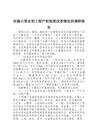 实施小型水利工程产权规章制度细则改革情况的调研报告