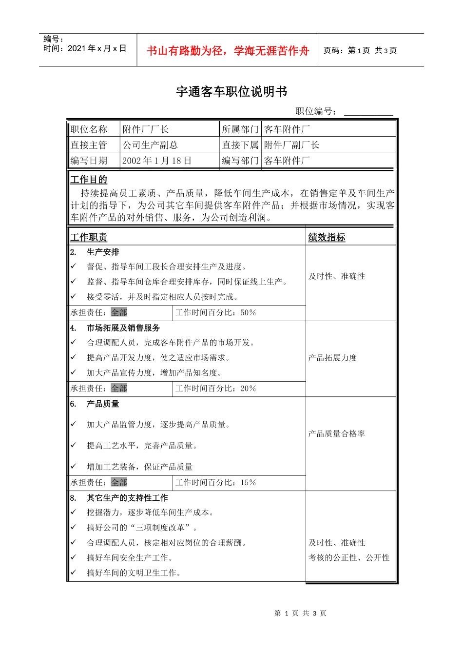 职位说明书_附件厂厂长_第1页